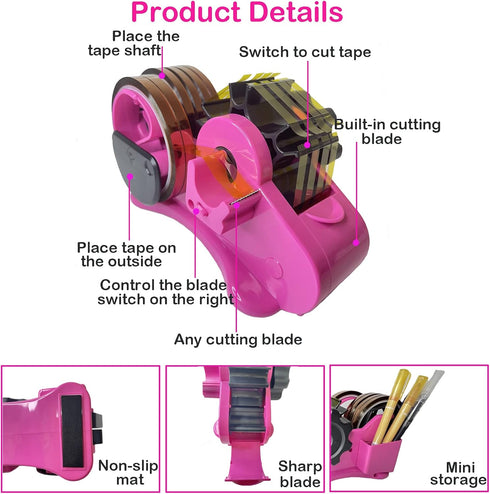 Heat Tape Dispenser for Sublimation, TL-JIYPU Multi-Roll Cut Heat Transfer Tape Holder with 1 inch, 3 inch Core,