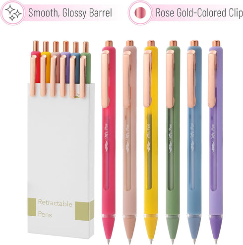 Mr. Pen Retractable Gel Pens, 6 Pack, Black Ink, Fine Point 0.5mm, Fast Dry, Cute Aesthetic Pens for Journaling