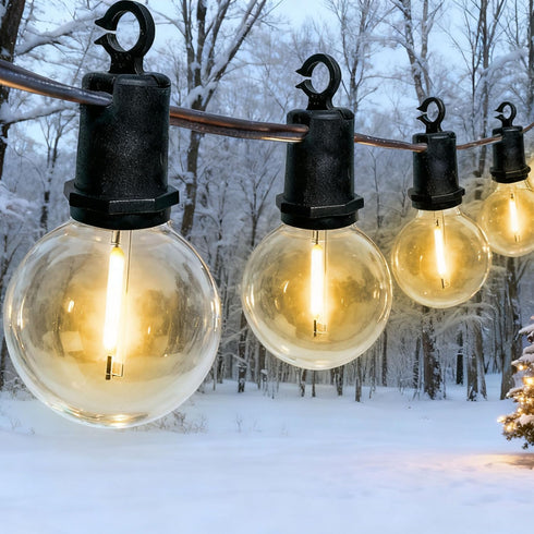 Xingzd 50ft 25 G40 Bulbs, LED Outdoor String Lights, Globe Shatterproof Hanging Patio Lights Plug in, Waterproof Warm