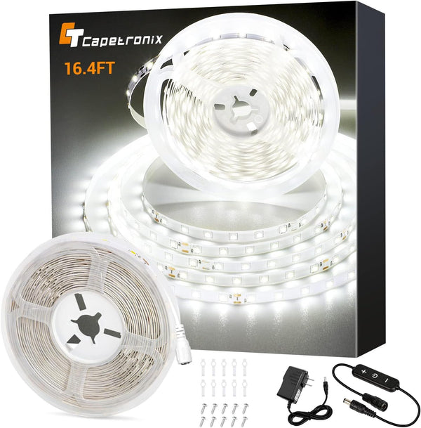 CT CAPETRONIX White LED Strip Light, 16.4 Feet 24 Volt LED Light