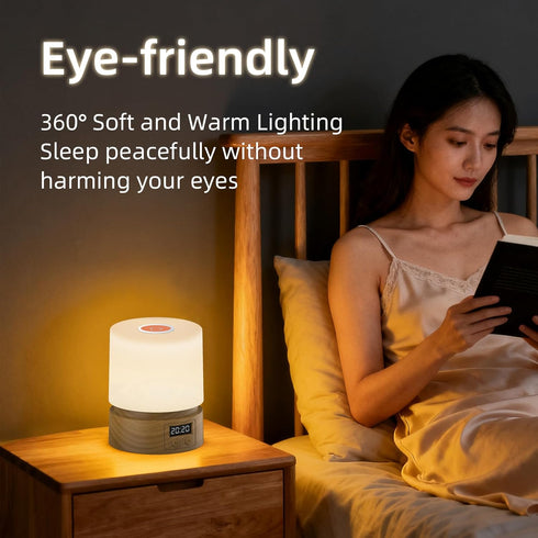 QDPKPI 3 Dimming Nursery Night Light with Clock for Kids, Touch Lamp Bedside Desk Lamp, Portable Breastfeeding Night