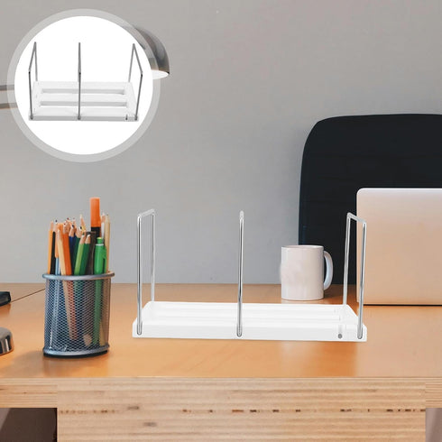 Cabilock Adjustable Expandable Metal Bookends with Clips for Heavy Books Desk Organizer Rack for Office Home