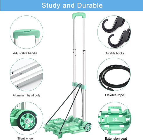 70 lbsSmall 2 Folding Hand Truck Dolly with WheelsFolding Luggage cart Lightweight Aluminum Foldable Luggage Cartfor