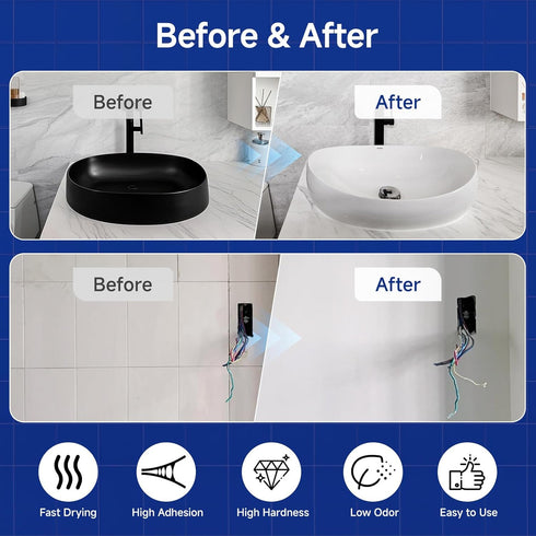35oz White,50-60sq.ft Tub and Tile Refinishing Kit with Tools, White Tile Paint Water Based & Low Odor, DIY Bathtub