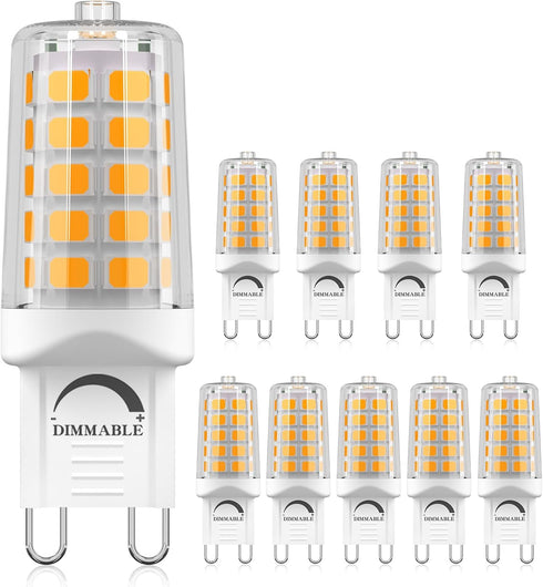 10 Pack Dimmable G9 LED Bulbs - 40W Equivalent Chandelier Lights, Warm
