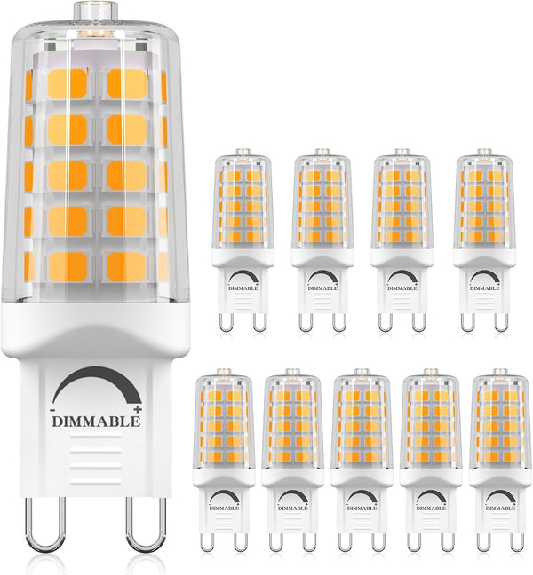 10 Pack Dimmable G9 LED Bulbs - 40W Equivalent Chandelier Lights, Warm
