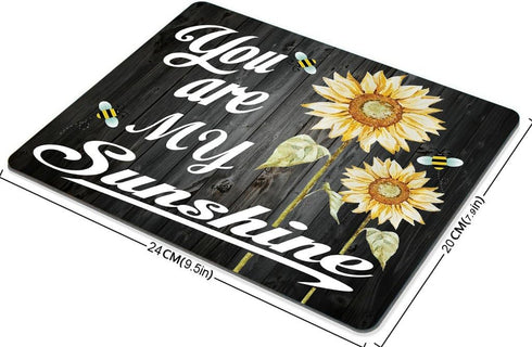 Smooffly Gaming Mouse Pad Custom, "You Are My Sunshine" Quote with Bees and Sunflowers (9.5 x 7.9 Inch)