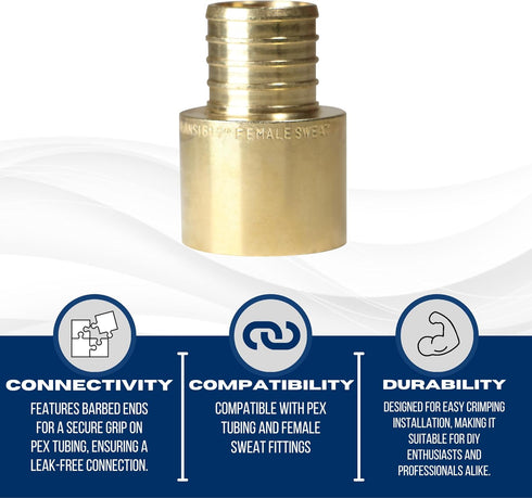 5 Pcs XFITTING 1 Inch Pex x 1 Inch Female Sweat Adapter, 23-1-6=5X