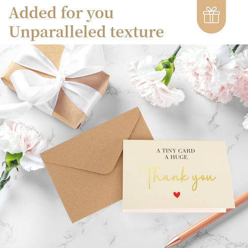 ZestHub 40 Pack 5x3.5 Inchs Small Thank You Cards, Mini Gold Foil Thank You Notes Bulk with Envelopes and Stickers