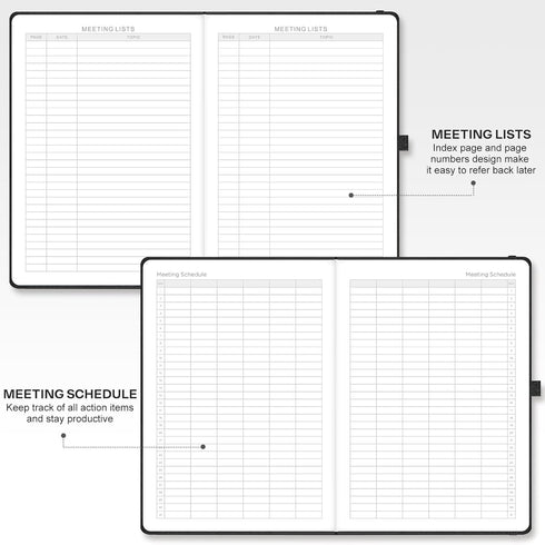 EMSHOI Meeting Notebook for Work, 240 Pages, A4 Project Planner, PU Leather Meeting Agenda/Minutes Journal Organizer,