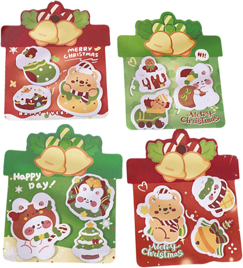 MOZXIRZ 4 Pack Cute Sticky Notes Cartoon Christmas Sticky Memo Pads Kawaii Small
