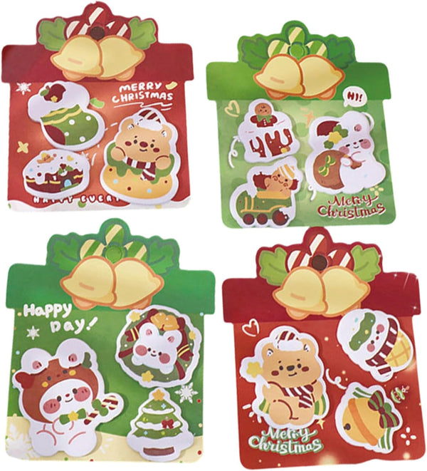 MOZXIRZ 4 Pack Cute Sticky Notes Cartoon Christmas Sticky Memo Pads Kawaii Small