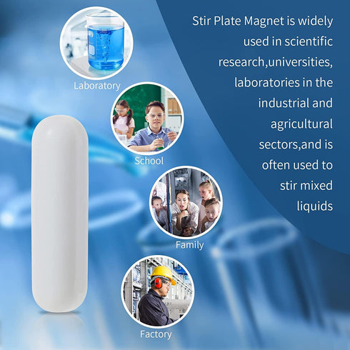 Magnetic Stirrer Mixer Stir Bar: 6Pcs 30mm PTFE Magnetic Stir Bars, White Color for Laboratory Use.