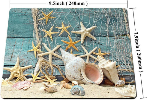 Smooffly Seashell Conch Starfish Mouse Pad, Non-Slip Rubber Gaming Mouse Pad