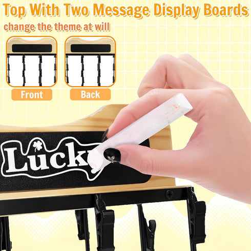 360 2 48 Counter Chip Rack Display Stand, Rotating Base Chip Bag Holder with Message Board, Tier Clips Snack Organizer