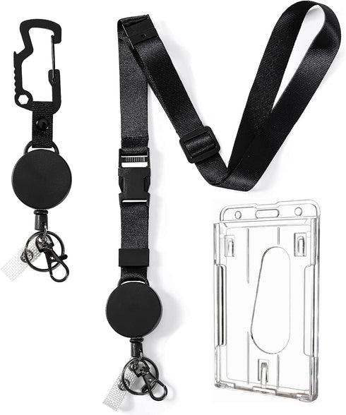 DELSWIN Heavy Duty Retractable Lanyard, Breakaway Lanyards for ID Badges, Keychain with Upgraded Carabiner