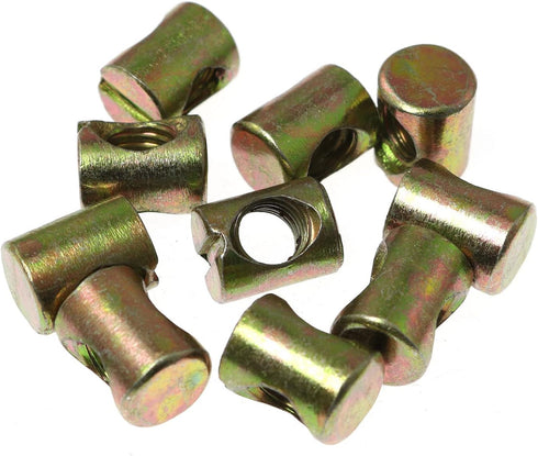 RLECS 12pcs M8 Pozidriv Hammer M8 15mm Slotted Barrel Nuts Cross Dowels Slotted Nuts Horizontal Hole Nut Embedded Nut