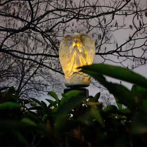 Garden Solar Light Outdoor Decor, Resin Angel Solar LED Light with Stake for Lawn Passage Walkway