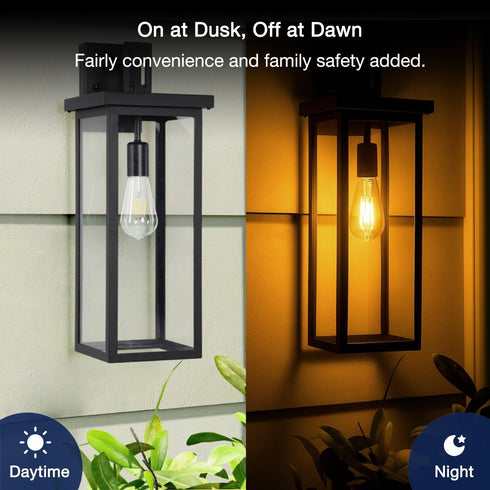 ST19 Bulb, 8W (100W 1400LM,Vintage E26 2700K 2Pack FLSNT Dusk to Dawn Outdoor Sensor LED Light Eqv.), Filament Base