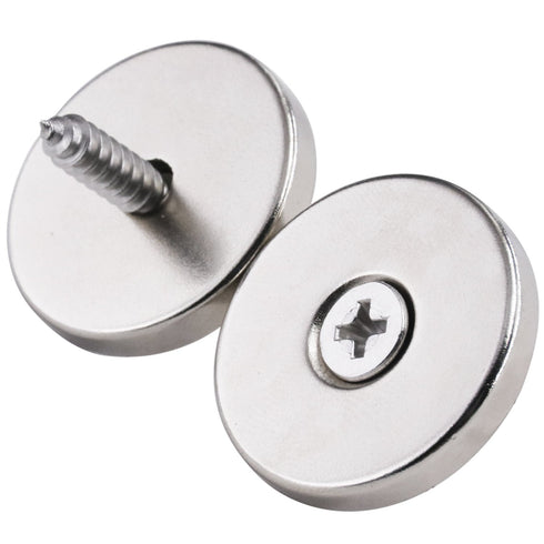 LOVIMAG Neodymium Disc Magnets - 1.26 inch x 0.2 inch, Strong Permanent Rare Earth Magnets with Screws, Pack of 8