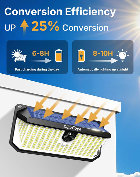 466 4000Lm 270 IP68 3 2-Pack Solar Security Lights Outdoor, LED Ultra Bright, Wide Motion Sensor, Waterproof, Modes