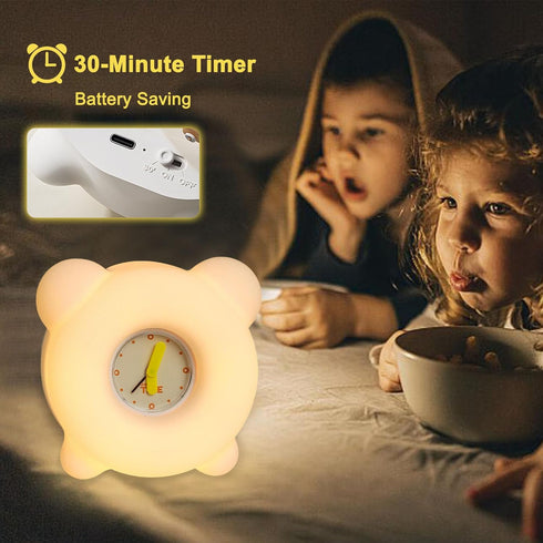 30-Minute 3-Level Dimmable, AVEKI Night Light for Kids, Cute Silicone Nursery Night Light with Timer & Kids Alarm Clock