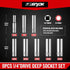 1/4 Inch Drive 12-Point Metric Socket Set, 8-Piece Deep Well Socket Set, CR-V Steel Tool Set, Sizes(6mm, 7mm, 8mm, 9mm, 10mm, 11mm, 12mm, 13mm) by Upenjok