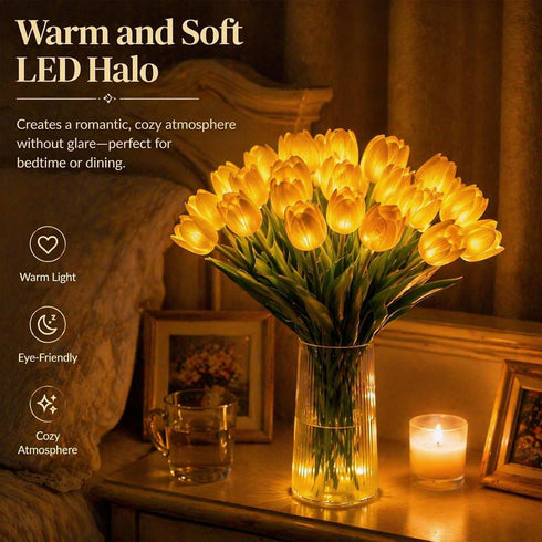 20pcs Vase,13in (10, Giltpeak LED Radiant Romantic Tulip Light with a Tulips Night Light that Never Fade, Valentine's