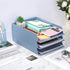 TecUnite 6 Pieces Stackable Letter Trays, Blue File Organizer for Office Classroom Desktop Storage