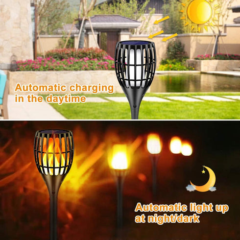 43" 1 Pack Solar Torch Lights, Waterproof Flickering Flames Torches Lights Outdoor Solar Spotlights Landscape