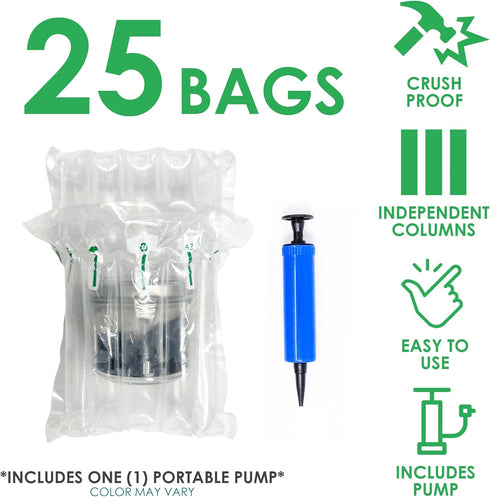 Innovative Haus Pack of 25 Inflatable Air Pillow Pouch Protectors with Free Pump for Heavy Duty Packing Supplies
