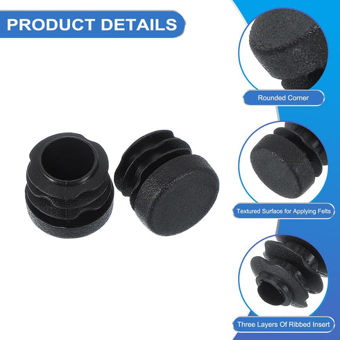 3/4 Inch 50 PATIKIL Plastic Tubing End Caps, Pcs Round Hole Plug Insert for Round Iron Pipe Chair Leg Table Bookshelves