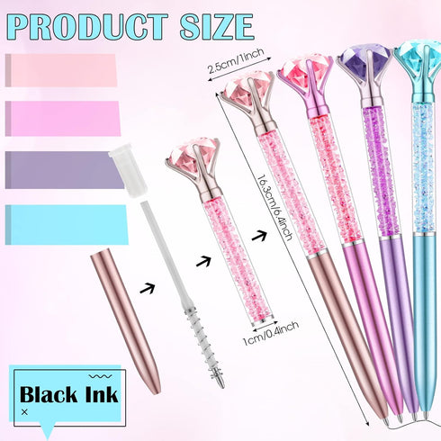 Leinuosen 48 Pcs Big Crystal Diamond Pens, Bulk Christmas Gift Bling Ballpoint Pen with Black Ink for Office Supplies