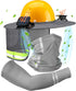 1 Set 2 Sun Hard Hat Shade Full Brim Hard Hat Sun Visor with Solar Fans and Neck Sunshade Cover UV Reflective Strap Arm