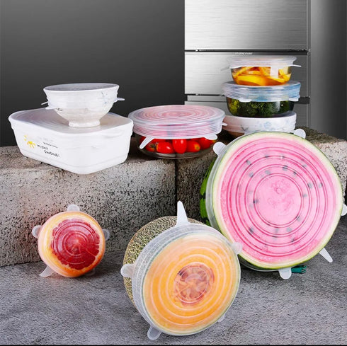 TERMNOX 100% 6 Silicone Lids for Food Storage - Food Grade Silicone Stretch Lids - Different Sizes