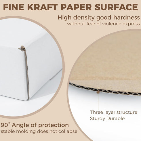 Golden State Art, 8x6x3 White Shipping Boxes, Durable Corrugated Boxes for Small Business Mailing, Pack of 26