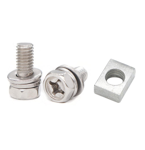 8-pack M6x16mm Stainless Steel Motorcycle Battery Terminal Screws Bolts and Square Nuts