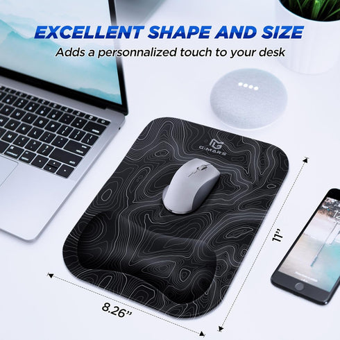 Gimars Large Smooth Superfine Fibre Memory Foam Ergonomic Mouse Pad with Nonslip Base, Free Coaster Included -