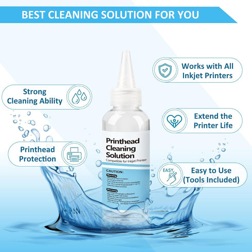 Printhead Cleaning Kit for Epson HP Canon - Inkjet Printer Head Cleaning Solution, 100ML