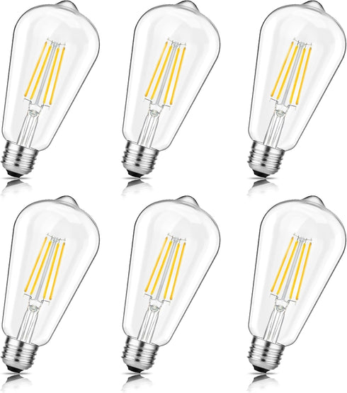 Svater Vintage LED Edison Bulbs, 6W (60W Equivalent), High Brightness, Neutral White 4000K, ST58 Antique Filament, E26