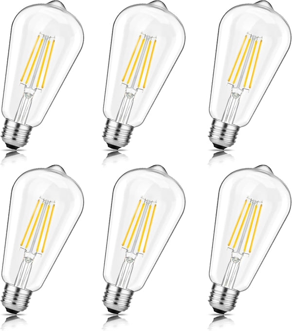 Svater Vintage LED Edison Bulbs, 6W (60W Equivalent), High Brightness, Neutral White 4000K, ST58 Antique Filament, E26