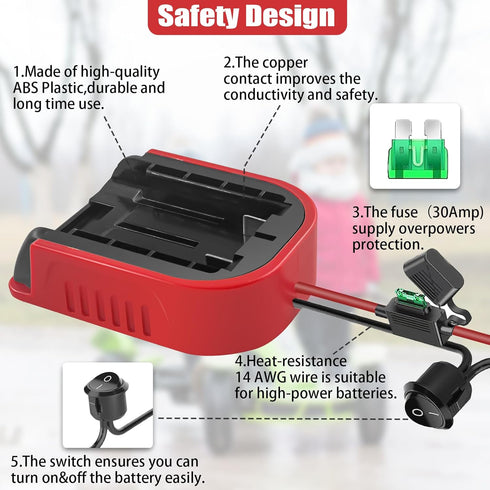 Laimiao 2 Pack 20V Terminal,14 Power Wheel Adapter for Craftsman Battery,Dock Battery Adapter with Fuse, Wire Gauge
