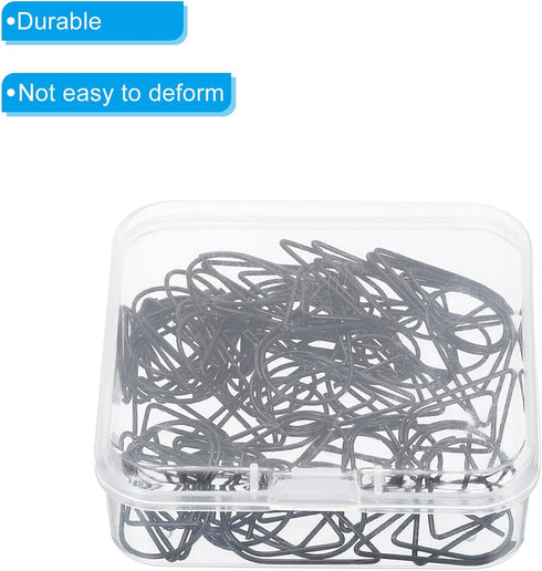 MECCANIXITY 50 Pieces Metal Paper Clip, Drop-Shaped with Box, 1 Inch Black for Crafts and Organization