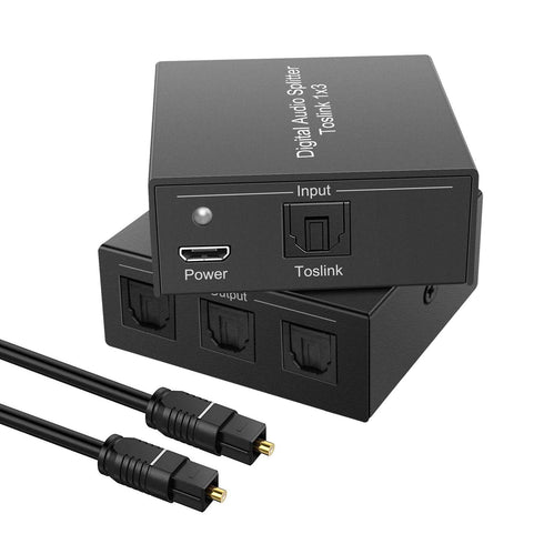 3 Port Toslink Splitter, Digital Optical Audio Splitter 1 Input 3 Output,