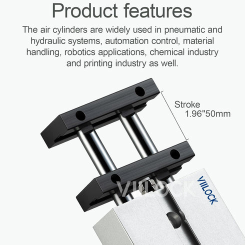 Pneumatic Air Cylinder: 16mm Bore 50mm Stroke, Small Double Rod Double Action TN16x50