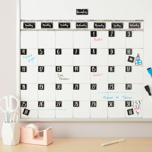 Juvale Magnetic Calendar for Classroom, Number Magnets and Calendar Magnets with Day, Month, Date (50 Piece)