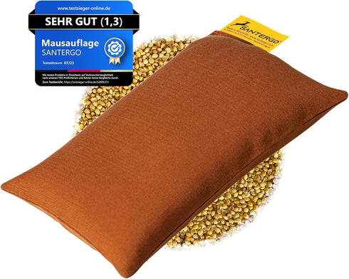Mouse Pad Wrist Rest, Ergonomic Palm Support Made of Organic Millet Chaff, Cognac Color Cushion Support