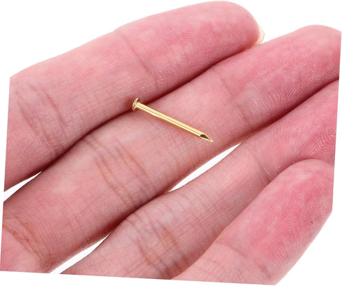 GLEAVI Small Nails 100 Pcs Copper Nails, Decorative Tiny Screws for Furniture Finge Gold Decor