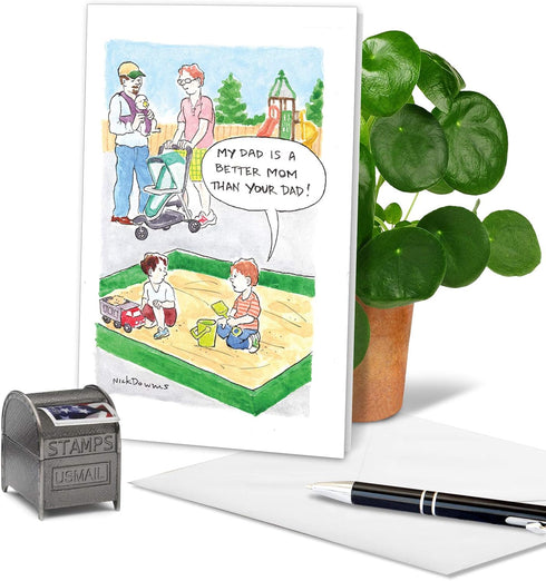 NobleWorks Funny Father's Day Card, Humor Card for Dad, Stepdad, Notecard with Envelope, Better Dad C3622FDG