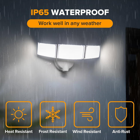75W 8000 3 5000K IP65 LUTEC Lumen Floods Light Outdoor, Switch Controlled LED Security Lights with Adjustable Heads